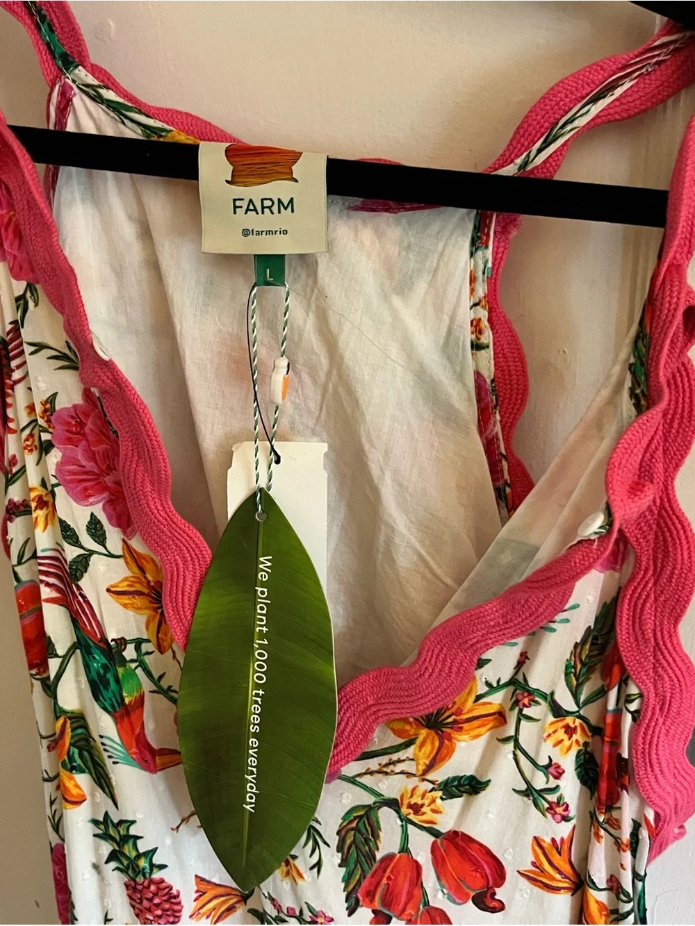 FARM Rio White Maxi Dress with Pink Straps and Multicolor Floral Print - Picture 5 of 16